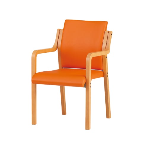 ダイニングチェア 介護椅子 肘付き 木製 布 FVM-5A（商品番号：hfvm-5a