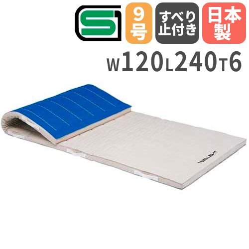 体操マット 6cm厚 9号帆布 抗菌 120×240×6cm SGマーク付 運動マット 体育マット 合成スポンジマット 跳び箱 学校 体育 マット運動 回転運動 日本製 S-9646