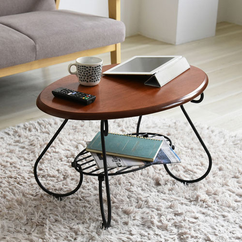 ヨーロッパ風 ロートアイアン 家具 楕円 センターテーブル 幅65cm