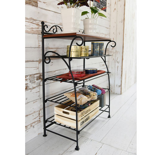 ヨーロッパ風 ロートアイアン 靴箱 兼 飾り棚 幅61.5 シューズ