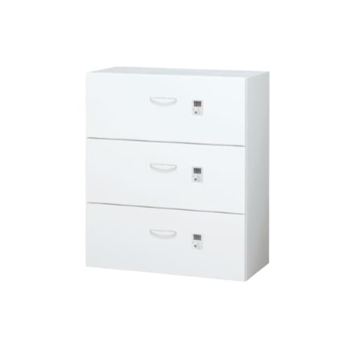 3段ラテラル 各段施錠 ボタン錠 ホワイト キャビネット RW45-310KD-B