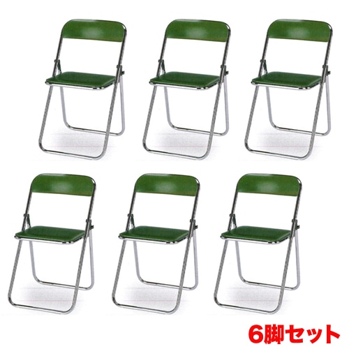 パイプ椅子 6脚セット 塗装脚タイプ ビニールレザー張り 折り畳みチェア スライド式折りたたみイス セミナー 研修 教育施設 DF-6500
