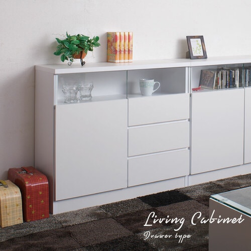 キャビネット 幅1200×奥行290×高さ710mm ガラス扉 サイドボード