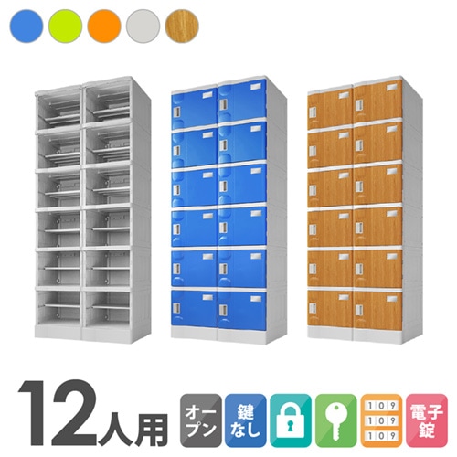 プラスチックロッカー 12人用 ロッカー 2列6段 Mサイズ A-390E-26