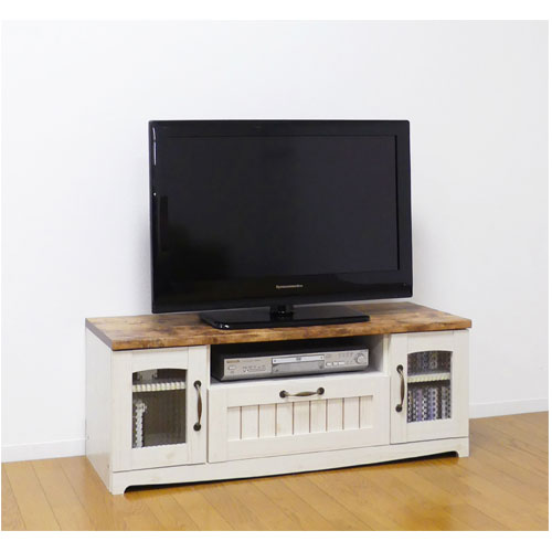 テレビ台 テレビボード 木目調 カントリースタイル クロスガラス 小物