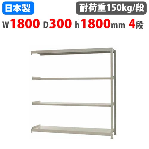 連結用 スチールラック 幅180×奥行60×高さ180cm 4段 150kg/段 ボトル