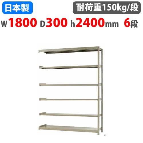 連結用 スチールラック 幅180×奥行60×高さ240cm 6段 150kg/段 ボトル 