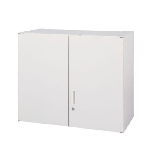 両開き書庫 2段 キャビネット 幅900×奥行450×高さ750mm 鍵付き SSN45-07H-W