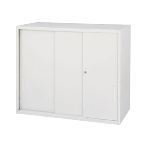 3枚引戸書庫 2段 引き違い書庫 幅900×奥行450×高さ750mm 上下兼用 SSN45-07SS-W