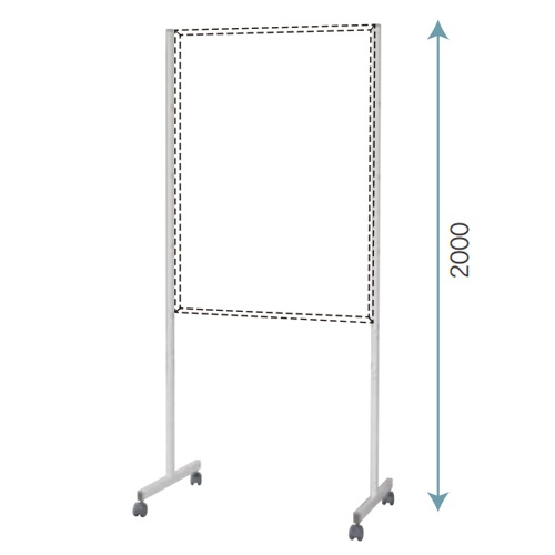 スチール製固定脚 キャスター脚 高さ2000mm 壁掛け板面用 PT200C