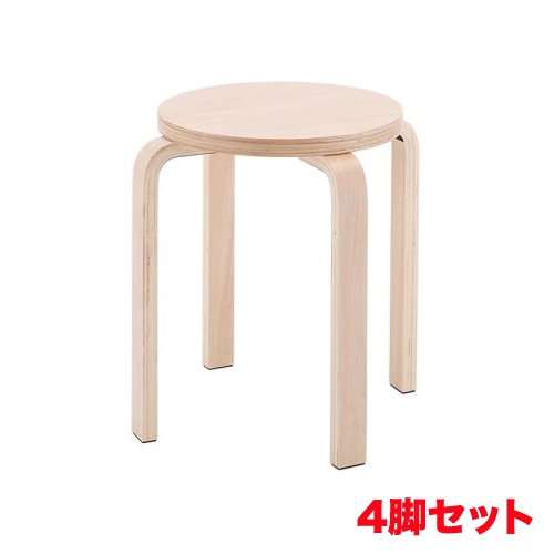 丸椅子 4脚セット 木製スツール 幅420×奥行420×高さ440mm Z-SHSC