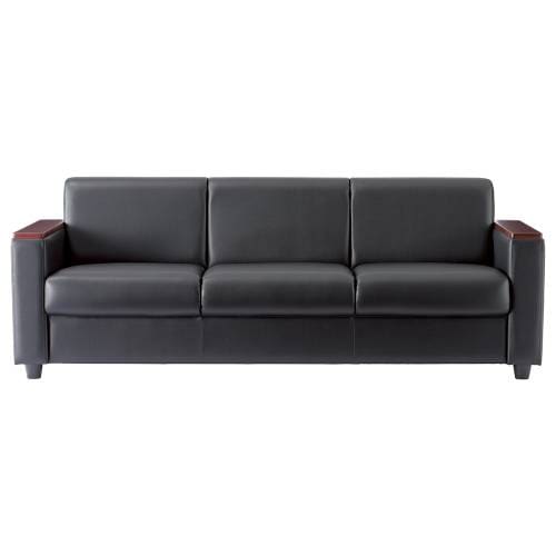 応接ソファ 3人掛けソファ ビニールレザー ブラック RE-2683V（商品