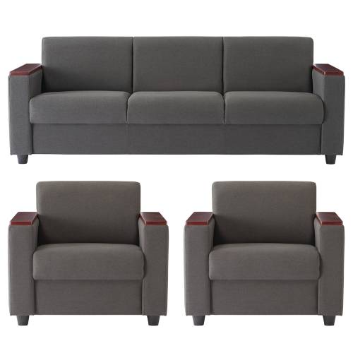 応接ソファセット 3点セット 布張り グレー RE-2681F3S（商品番号：are