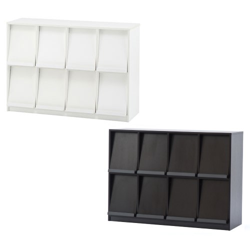 フラップ扉4段収納ラック 書庫 本棚 4列2段 フラップ扉 フラップラック RFFLPS-42（商品