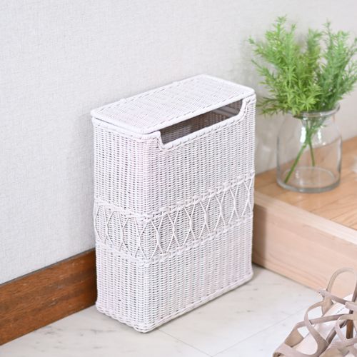 ダストボックス ゴミ箱 ホワイトラタン 幅30×奥行15×高さ40cm