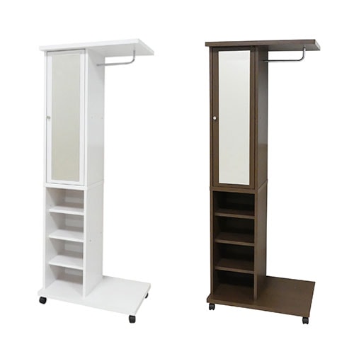 ハンガーラック コートハンガー ミラー付き キャスター付き 幅60×奥行