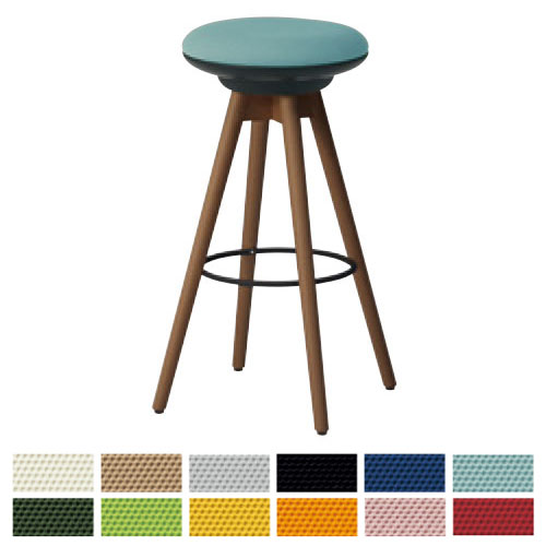 オカムラ ピルエット 木脚 ハイスツール 布張り オフィスチェア L122GC-XDW