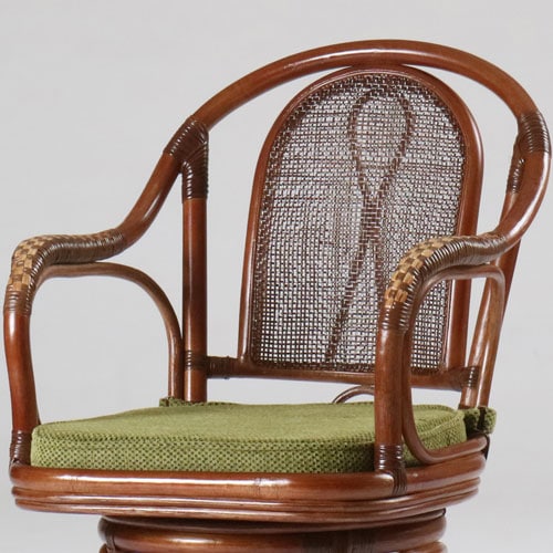 ラタンチェア 高座椅子 回転椅子 籐編み ロータイプ 01-S520-79（商品