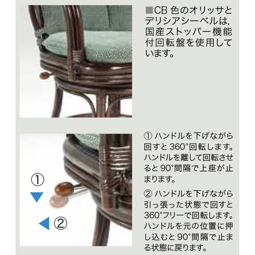 ラタンチェア 高座椅子 回転椅子 籐編み ハイバック 01-J447-80（商品