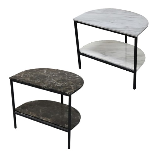 サイドテーブル 大理石柄 半円 ナイトテーブル T-182-6050