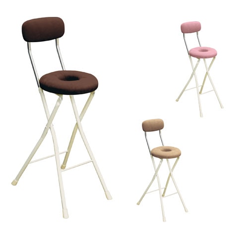 折りたたみ椅子 ハイタイプ 幅360×奥行460×高さ930mm フォールディングチェア 簡易チェア ドーナツ座面 DNC-65