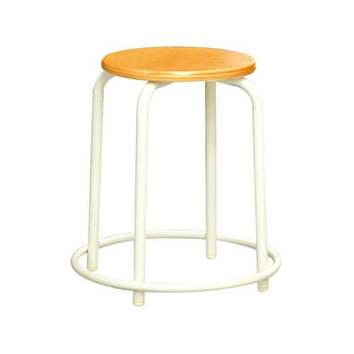 スツール ミルキーホワイト 外リング付 幅415×奥行415×高さ450mm スタッキングチェア 丸椅子 RW-3W