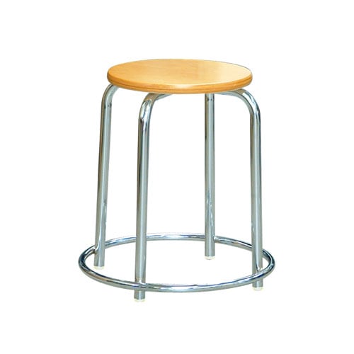 スツール クロームメッキ 外リング付 幅415×奥行415×高さ450mm スタッキングチェア 丸椅子 RW-3C