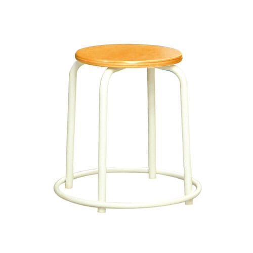 スツール ミルキーホワイト 外リング付 幅415×奥行415×高さ450mm スタッキングチェア 丸椅子 RW-4W