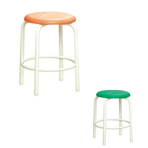 スツール 内リング付き ミルキーホワイト 樹脂座面 幅378×奥行378×高さ450mm 丸椅子 背なしチェア RP-2W