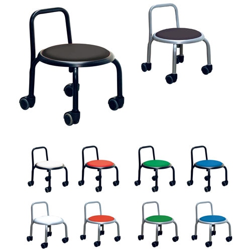 ロースツール キャスター付き 背付き 幅320×奥行330×高さ410mm 作業チェア スタッキングチェア SLC-255