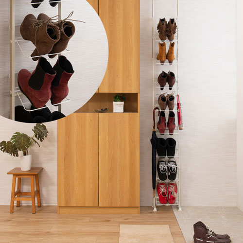 シューズラック 突っ張り 8足 幅29×奥行22.5×高さ200~265cm 靴収納 nj