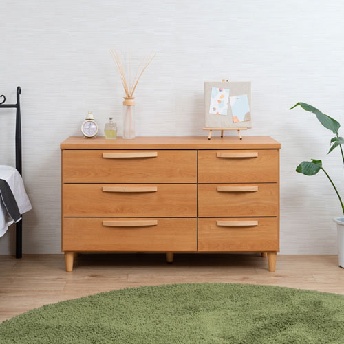 木製チェスト 3段 幅900×奥行580×高さ720mm キャスター付きチェスト