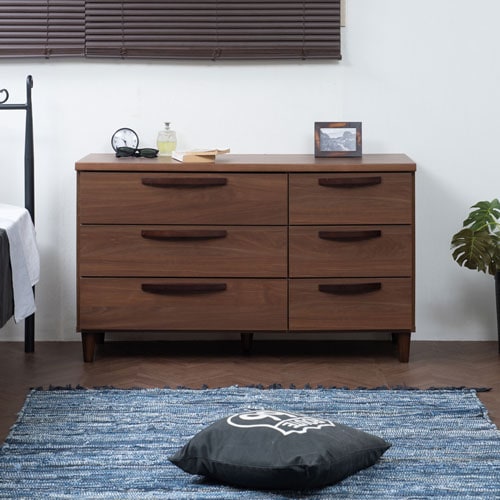 ローチェスト 3段 幅110×奥行40×高さ65.5cm ブラウン ワイドチェスト