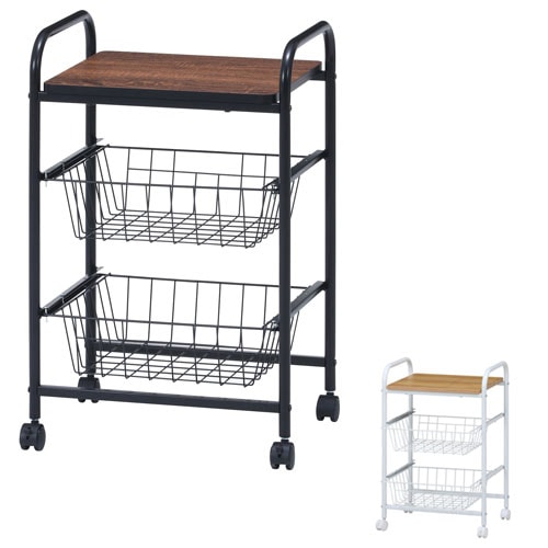 キッチンワゴン 幅450×奥行355×高さ695mm 木製天板付ワゴン キャスター