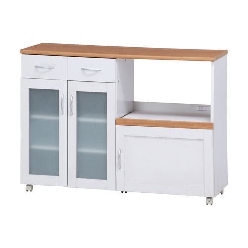 キッチンカウンター レンジ台 キャスター付き ホワイト キッチン家電
