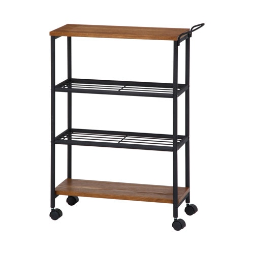 木製二段キッチンワゴン キッチンワゴン 幅640×奥行250×高さ870mm キャスター付きワゴン 木製