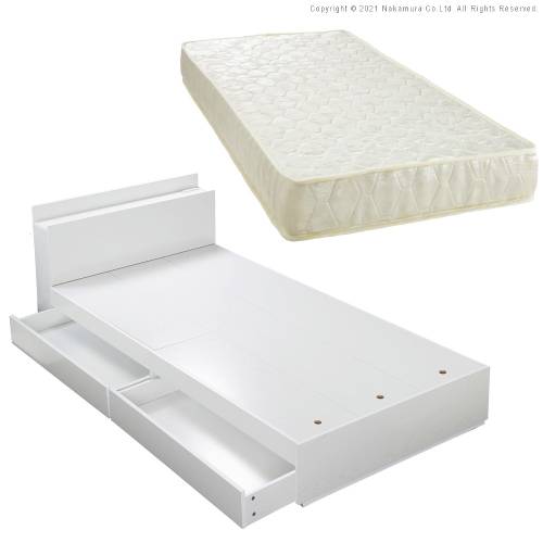 セミダブルベッドフレーム・マットレス付き 収納付きベッド セミダブル マットレスセット 幅125.5×奥行218.5×高さ