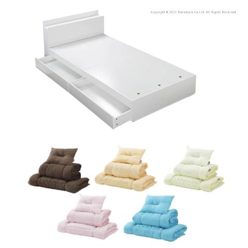 収納付きベッド シングル 4点セット 幅105.5×奥行218.5×高さ69.5cm 