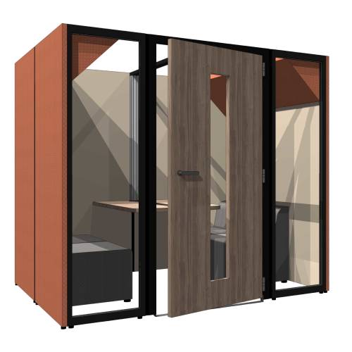 集中ブース 扉付き 4人用 幅2060×奥行1885×高さ1900mm 会議ブース OS