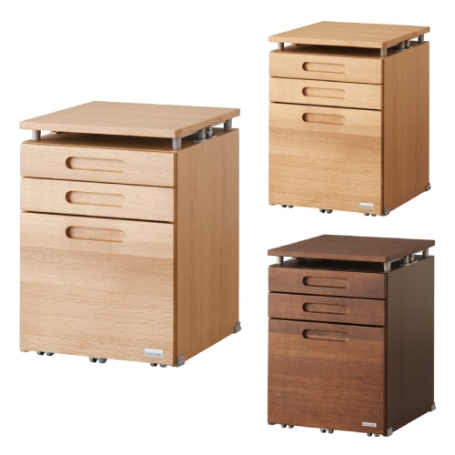 デスクワゴン 昇降式 幅413×奥行495×高さ730mm 脇机 デスクキャビネット BDW-4