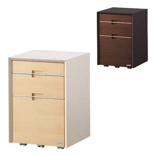 デスクワゴン 3段 幅412×奥行455×高さ600mm 脇机 デスクキャビネット KWW-6