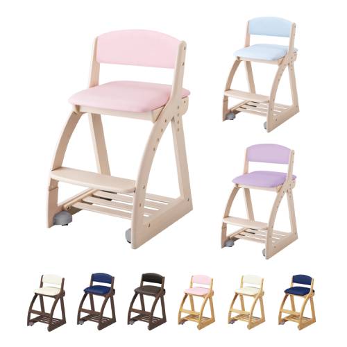 学習椅子 PVCレザー 幅413×奥行495~545×高さ750mm 学習チェア 木製チェア FDC-05