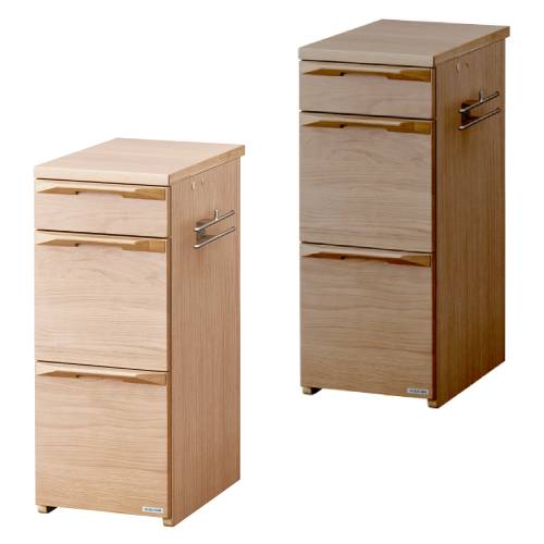 デスクキャビネット スリム 幅300×奥行507×高さ730mm 三段キャビネット 木製キャビネット FLB-9