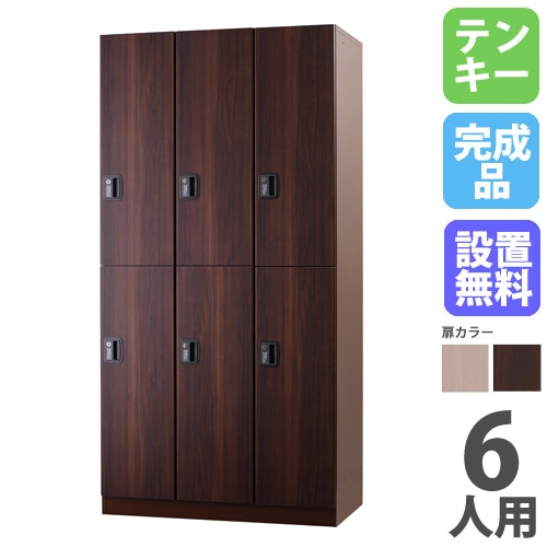 ロッカー 6人用 テンキー錠 スチール 木目 DLK-GPT32（商品番号：43
