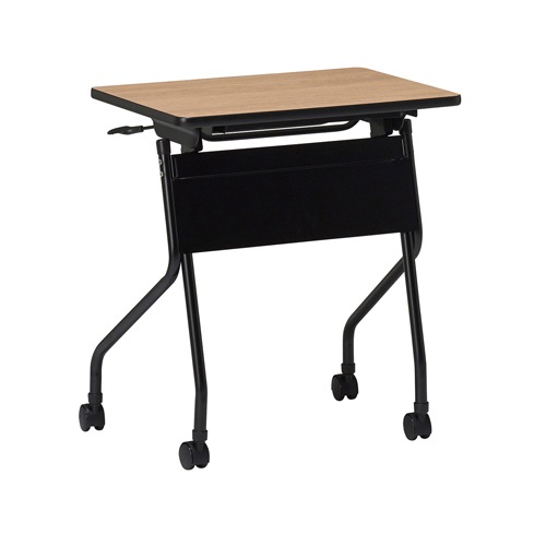 スタッキングテーブル 1人用 オーク天板 幅650×奥行450×高さ720mm キャスター付きテーブル UOT-6545P-OAK