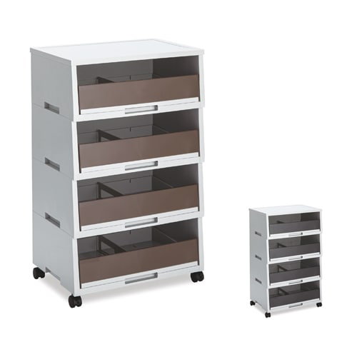 古紙ボックス 引き出しタイプ 3段 A3深型 キャスター付き DS-187-503