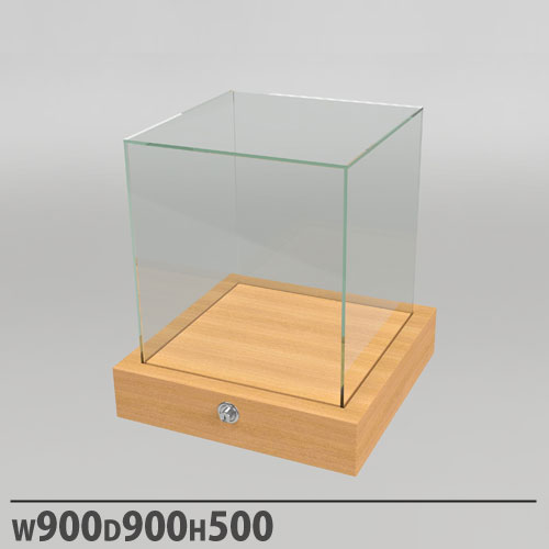 古い木製 アクリルケース 横長 展示ケース アクリルケース 卓上タイプ 幅900×奥行900×高さ500mm プッシュ錠
