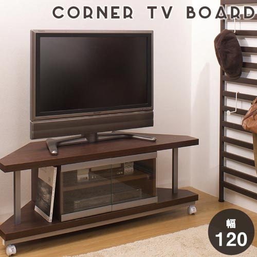 コーナーテレビ台 幅785×奥行385×高さ390mm キャスター付きテレビ
