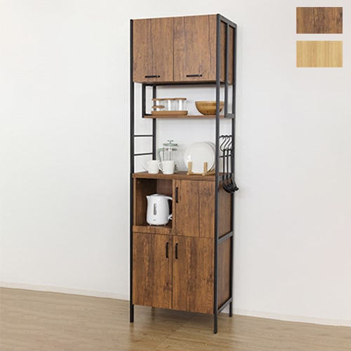 木製食器棚 食器棚 幅60×高さ200cm キャビネット 脚付き 木製 23385-23388
