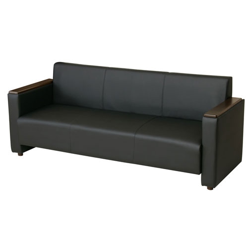 応接ソファ 2人掛け ブラック 幅1530mm 合成皮革張り NZH-2（商品番号